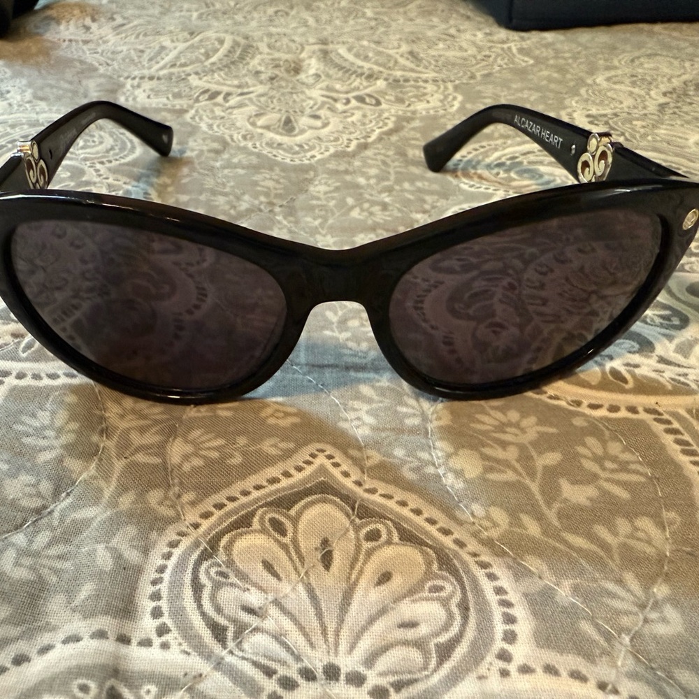Brighton Alcazar Heart Black Cat Eye Sunglasses with Silver Heart Accents